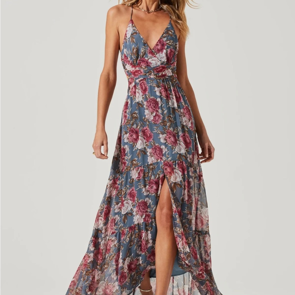 ASTR The Label Frolic Floral Cutout Maxi Dress